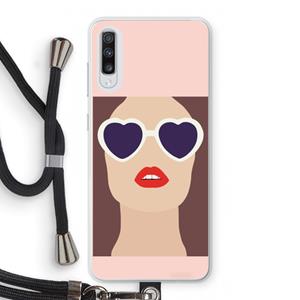 CaseCompany Red lips: Samsung Galaxy A70 Transparant Hoesje met koord