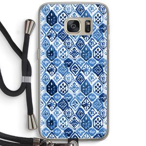 CaseCompany Blauw motief: Samsung Galaxy S7 Transparant Hoesje met koord