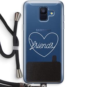 CaseCompany Friends heart pastel: Samsung Galaxy A6 (2018) Transparant Hoesje met koord