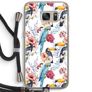 CaseCompany Bloemen tukan: Samsung Galaxy S7 Transparant Hoesje met koord
