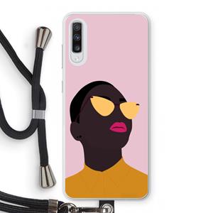 CaseCompany Yellow glasses: Samsung Galaxy A70 Transparant Hoesje met koord