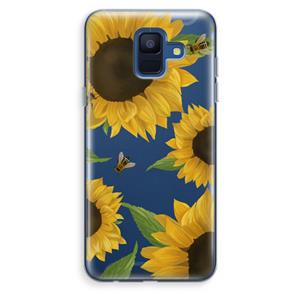 CaseCompany Sunflower and bees: Samsung Galaxy A6 (2018) Transparant Hoesje