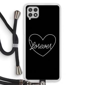 CaseCompany Forever heart black: Samsung Galaxy A22 4G Transparant Hoesje met koord