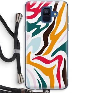 CaseCompany Colored Zebra: Samsung Galaxy A6 (2018) Transparant Hoesje met koord
