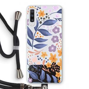 CaseCompany Flowers with blue leaves: Samsung Galaxy A70 Transparant Hoesje met koord