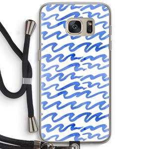 CaseCompany Blauwe golven: Samsung Galaxy S7 Transparant Hoesje met koord