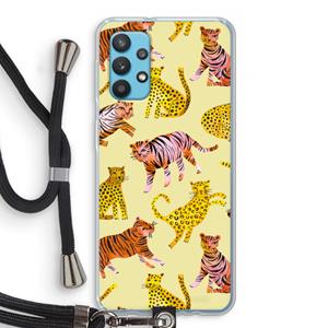 CaseCompany Cute Tigers and Leopards: Samsung Galaxy A32 4G Transparant Hoesje met koord