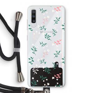 CaseCompany Small white flowers: Samsung Galaxy A70 Transparant Hoesje met koord