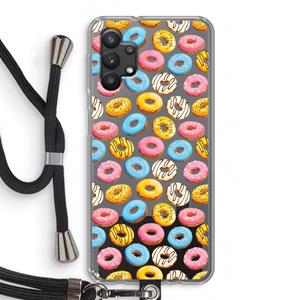 CaseCompany Pink donuts: Samsung Galaxy A32 5G Transparant Hoesje met koord