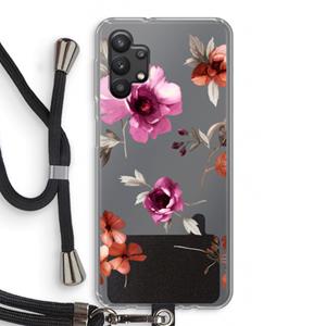 CaseCompany Geschilderde bloemen: Samsung Galaxy A32 5G Transparant Hoesje met koord
