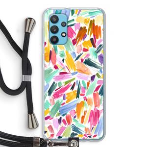 CaseCompany Watercolor Brushstrokes: Samsung Galaxy A32 4G Transparant Hoesje met koord