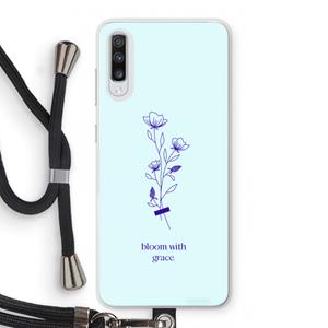 CaseCompany Bloom with grace: Samsung Galaxy A70 Transparant Hoesje met koord