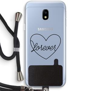 CaseCompany Forever heart black: Samsung Galaxy J3 (2017) Transparant Hoesje met koord