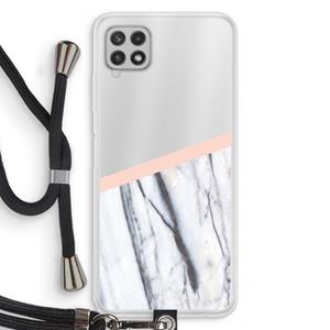 CaseCompany A touch of peach: Samsung Galaxy A22 4G Transparant Hoesje met koord