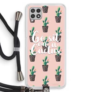 CaseCompany Cactus quote: Samsung Galaxy A22 4G Transparant Hoesje met koord