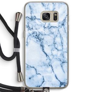 CaseCompany Blauw marmer: Samsung Galaxy S7 Transparant Hoesje met koord