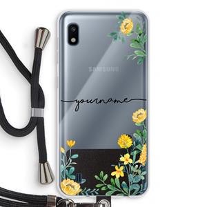 CaseCompany Gele bloemen: Samsung Galaxy A10 Transparant Hoesje met koord