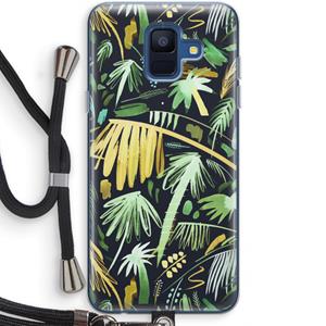 CaseCompany Tropical Palms Dark: Samsung Galaxy A6 (2018) Transparant Hoesje met koord