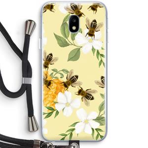 CaseCompany No flowers without bees: Samsung Galaxy J3 (2017) Transparant Hoesje met koord