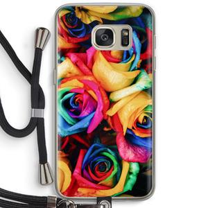 CaseCompany Neon bloemen: Samsung Galaxy S7 Transparant Hoesje met koord