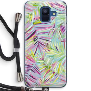 CaseCompany Tropical Palms Blue: Samsung Galaxy A6 (2018) Transparant Hoesje met koord