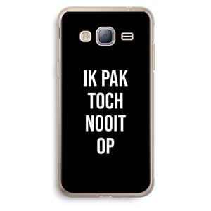 CaseCompany Ik pak nooit op - Zwart: Samsung Galaxy J3 (2016) Transparant Hoesje