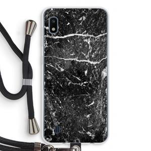 CaseCompany Zwart marmer: Samsung Galaxy A10 Transparant Hoesje met koord