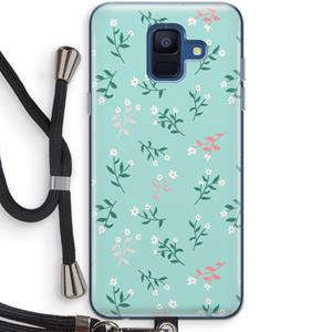 CaseCompany Small white flowers: Samsung Galaxy A6 (2018) Transparant Hoesje met koord