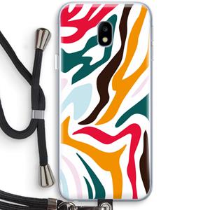 CaseCompany Colored Zebra: Samsung Galaxy J3 (2017) Transparant Hoesje met koord