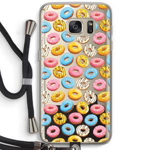 CaseCompany Pink donuts: Samsung Galaxy S7 Transparant Hoesje met koord