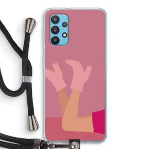 CaseCompany Pink boots: Samsung Galaxy A32 4G Transparant Hoesje met koord