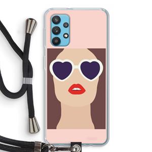 CaseCompany Red lips: Samsung Galaxy A32 4G Transparant Hoesje met koord