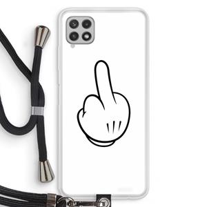 CaseCompany Middle finger white: Samsung Galaxy A22 4G Transparant Hoesje met koord