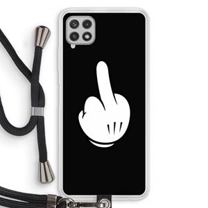 CaseCompany Middle finger black: Samsung Galaxy A22 4G Transparant Hoesje met koord