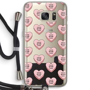 CaseCompany Chicks before dicks: Samsung Galaxy S7 Transparant Hoesje met koord