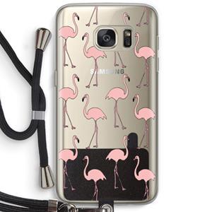 CaseCompany Anything Flamingoes: Samsung Galaxy S7 Transparant Hoesje met koord