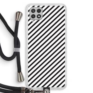 CaseCompany Strepen zwart-wit: Samsung Galaxy A22 4G Transparant Hoesje met koord