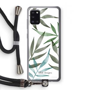 CaseCompany Tropical watercolor leaves: Samsung Galaxy A31 Transparant Hoesje met koord