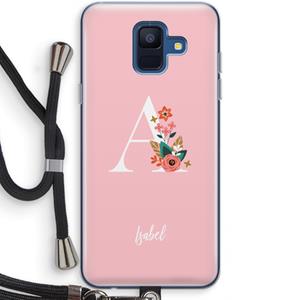 CaseCompany Pink Bouquet: Samsung Galaxy A6 (2018) Transparant Hoesje met koord