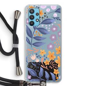 CaseCompany Flowers with blue leaves: Samsung Galaxy A32 4G Transparant Hoesje met koord
