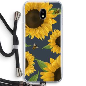 CaseCompany Sunflower and bees: Samsung Galaxy J3 (2017) Transparant Hoesje met koord