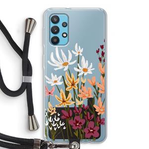 CaseCompany Painted wildflowers: Samsung Galaxy A32 4G Transparant Hoesje met koord