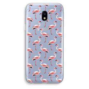 CaseCompany Flamingoprint groen: Samsung Galaxy J3 (2017) Transparant Hoesje