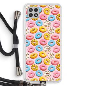 CaseCompany Pink donuts: Samsung Galaxy A22 4G Transparant Hoesje met koord