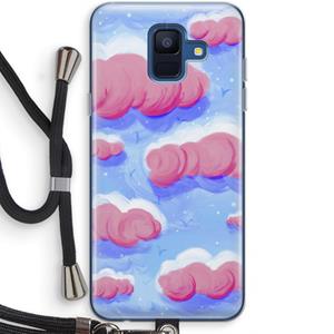 CaseCompany Roze wolken met vogels: Samsung Galaxy A6 (2018) Transparant Hoesje met koord