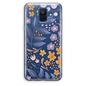 CaseCompany Flowers with blue leaves: Samsung Galaxy A6 (2018) Transparant Hoesje