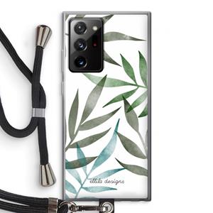CaseCompany Tropical watercolor leaves: Samsung Galaxy Note 20 Ultra / Note 20 Ultra 5G Transparant Hoesje met koord