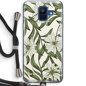 CaseCompany Wit bloemenpatroon: Samsung Galaxy A6 (2018) Transparant Hoesje met koord
