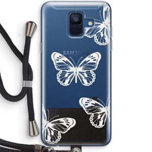 CaseCompany White butterfly: Samsung Galaxy A6 (2018) Transparant Hoesje met koord