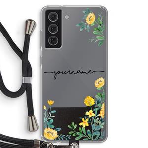 CaseCompany Gele bloemen: Samsung Galaxy S21 FE Transparant Hoesje met koord